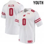 Youth Wisconsin Badgers NCAA #0 Braelon Allen White Authentic Under Armour Stitched College Football Jersey LO31E25AG